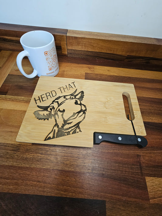 Chopping Board – Funny Cow “Herd That” Bamboo