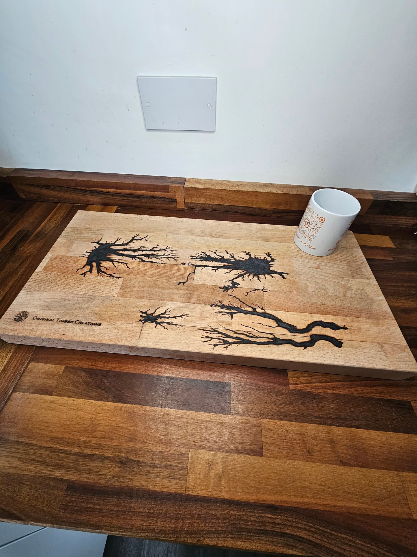 Chopping Board – Large Fractal Burned Wooden Design 610x300x38
