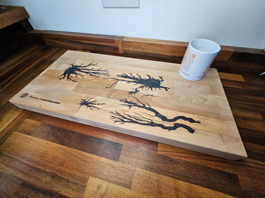 Chopping Board – Large Fractal Burned Wooden Design 610x300x38
