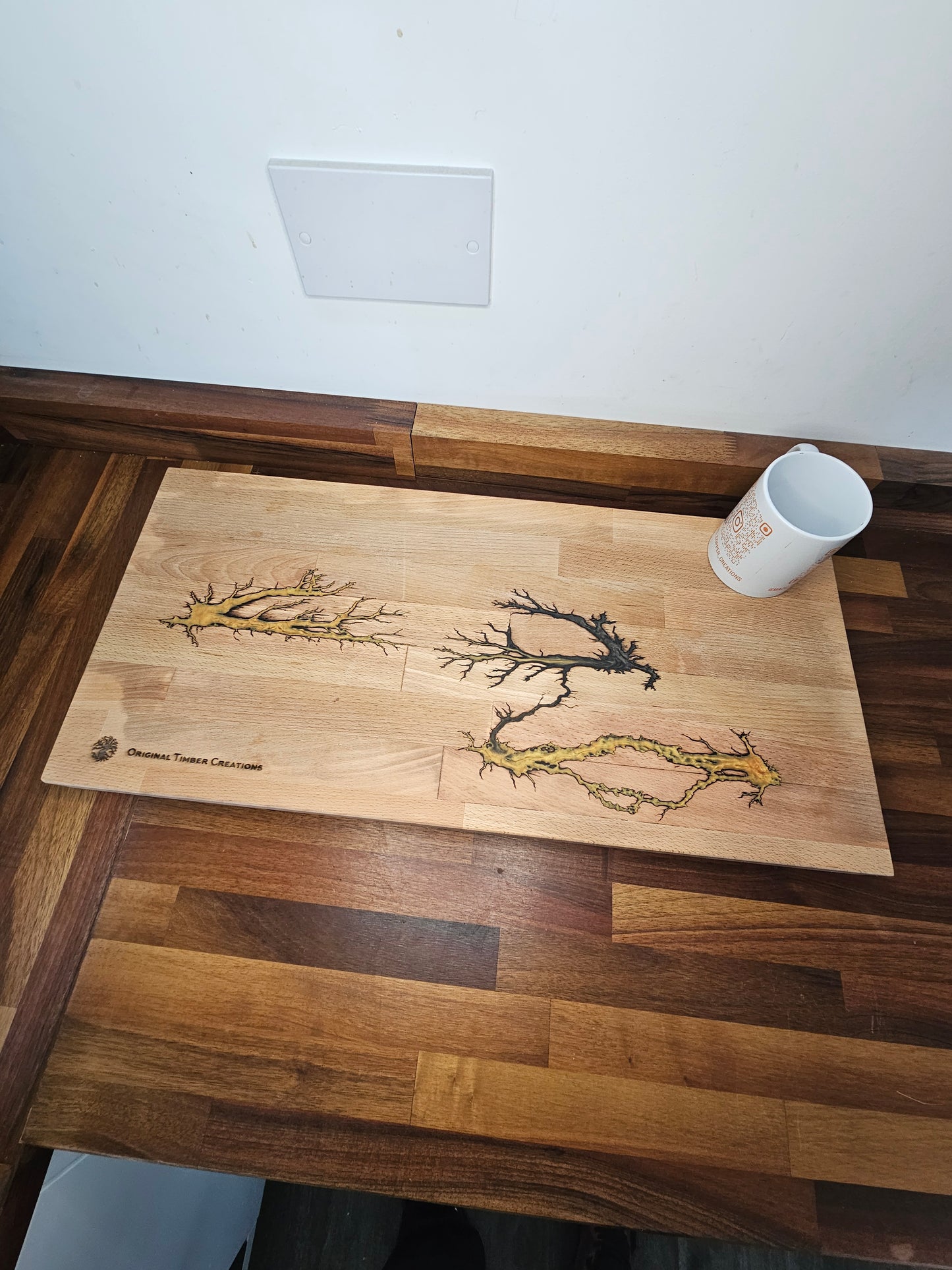 Chopping Board – Large Fractal Burned Wooden Design 610x300x38
