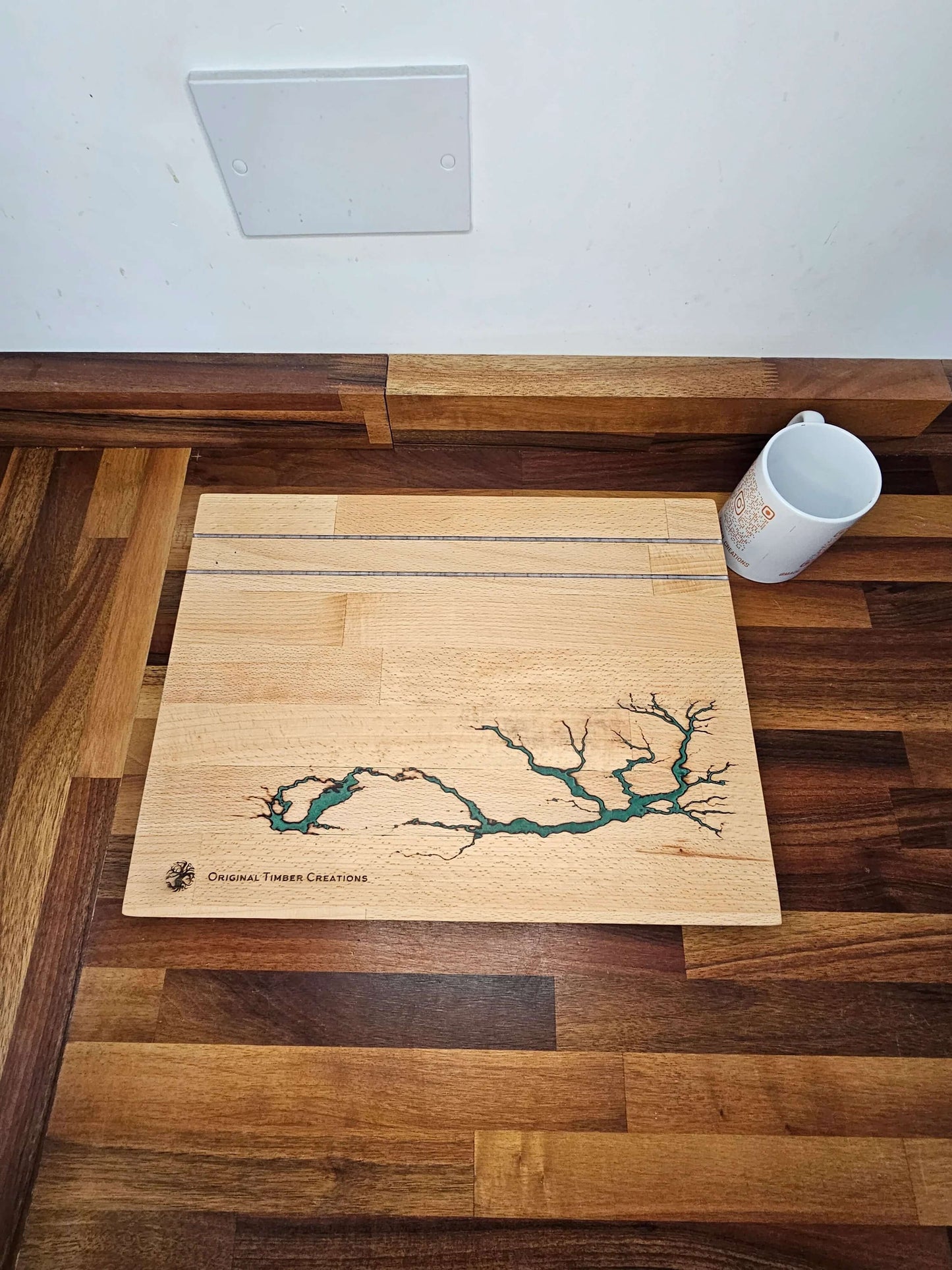Chopping Board – Handmade Fractal Burned with Resin Inlay 400mm x300mm