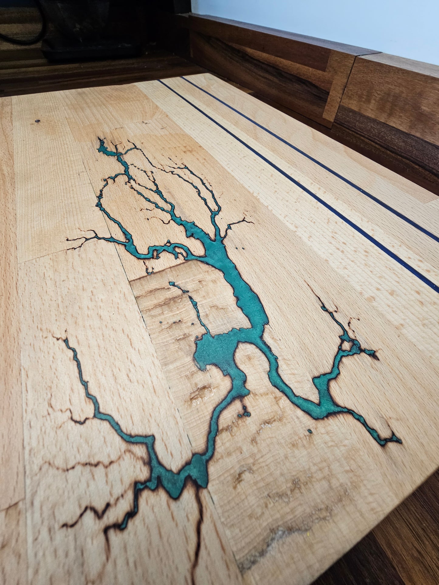Chopping Board – Beech with Blue Resin Inlay (400mm x 300mm)