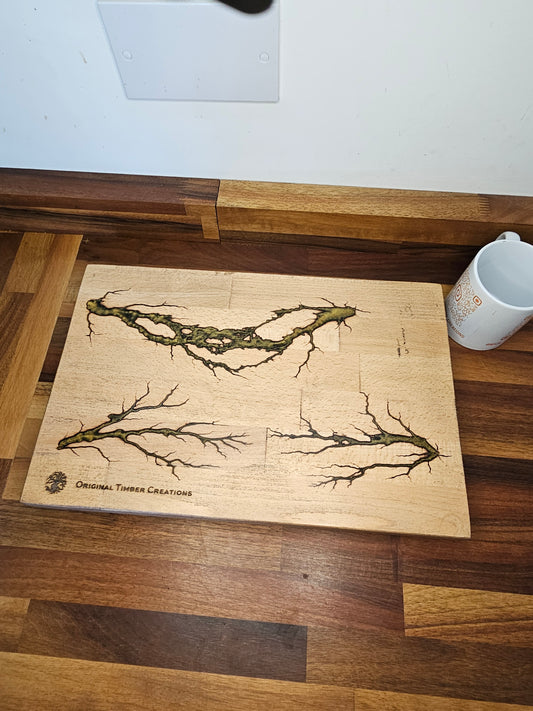 Chopping Board Handmade Fractal Burned – 400 × 260 × 38mm