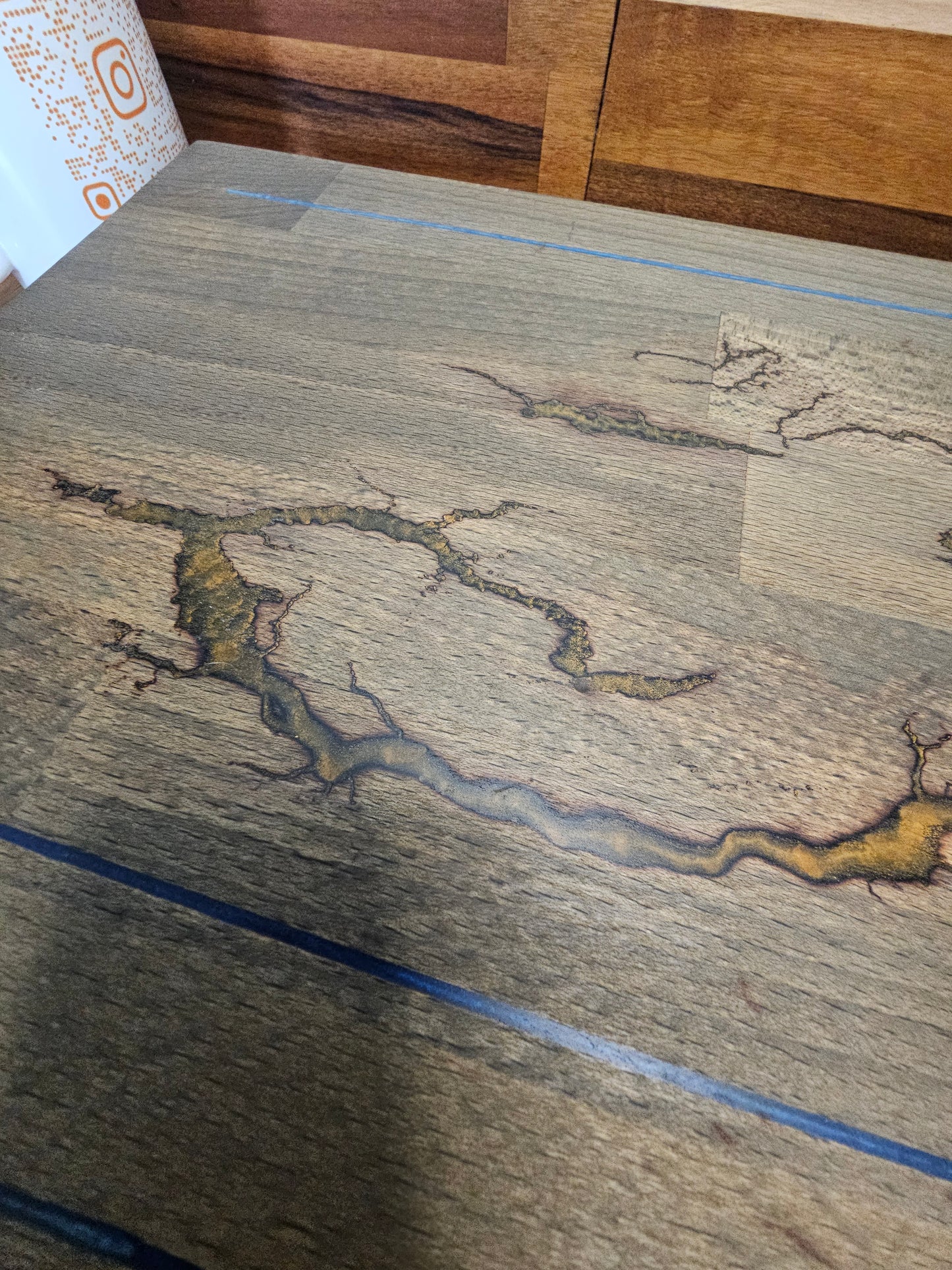 Chopping Board – Resin Groove & Fractal Burn 400 × 295 × 38mm