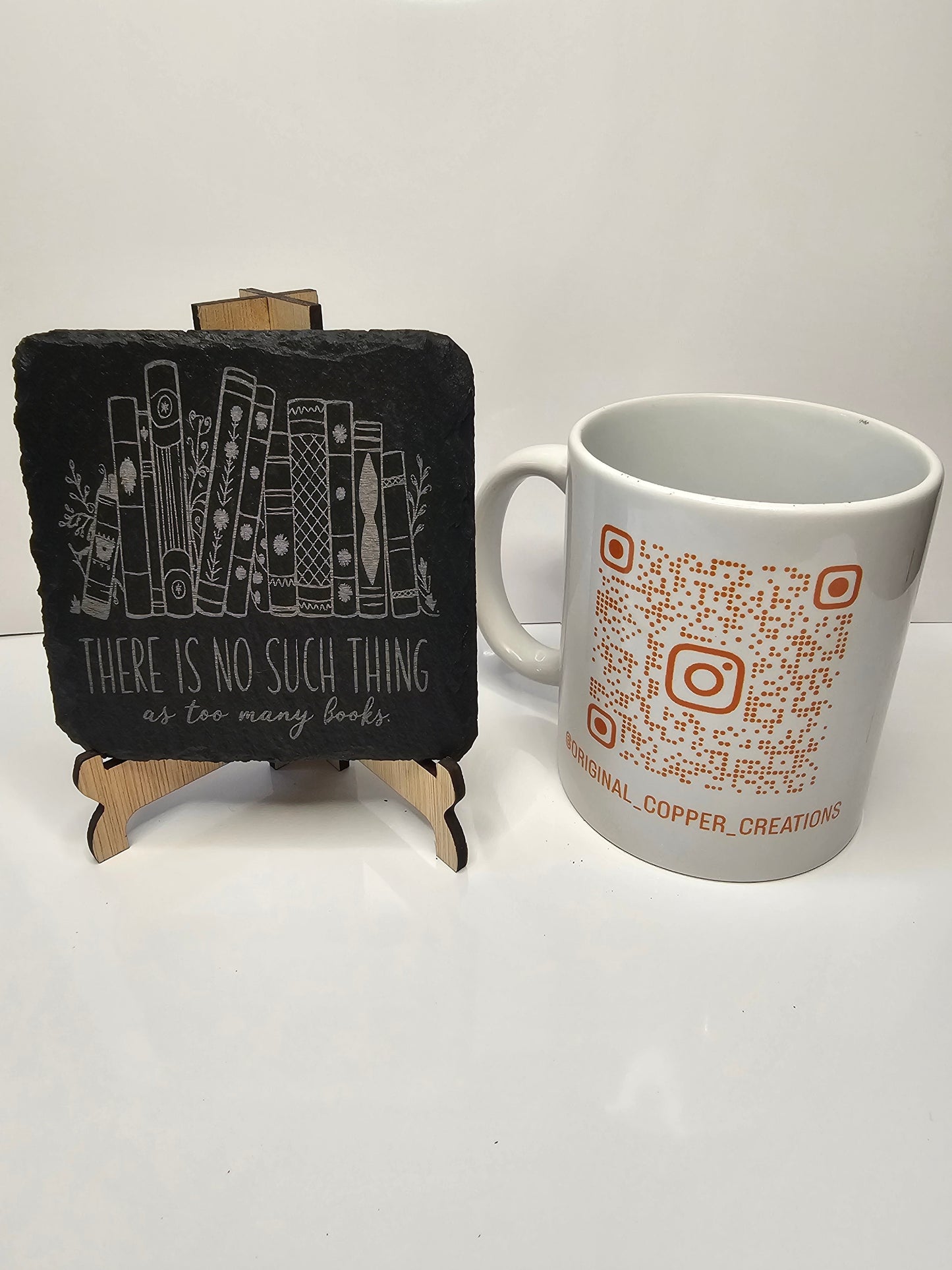 slate “There Is No Such Thing As Too Many Books” Coasters –