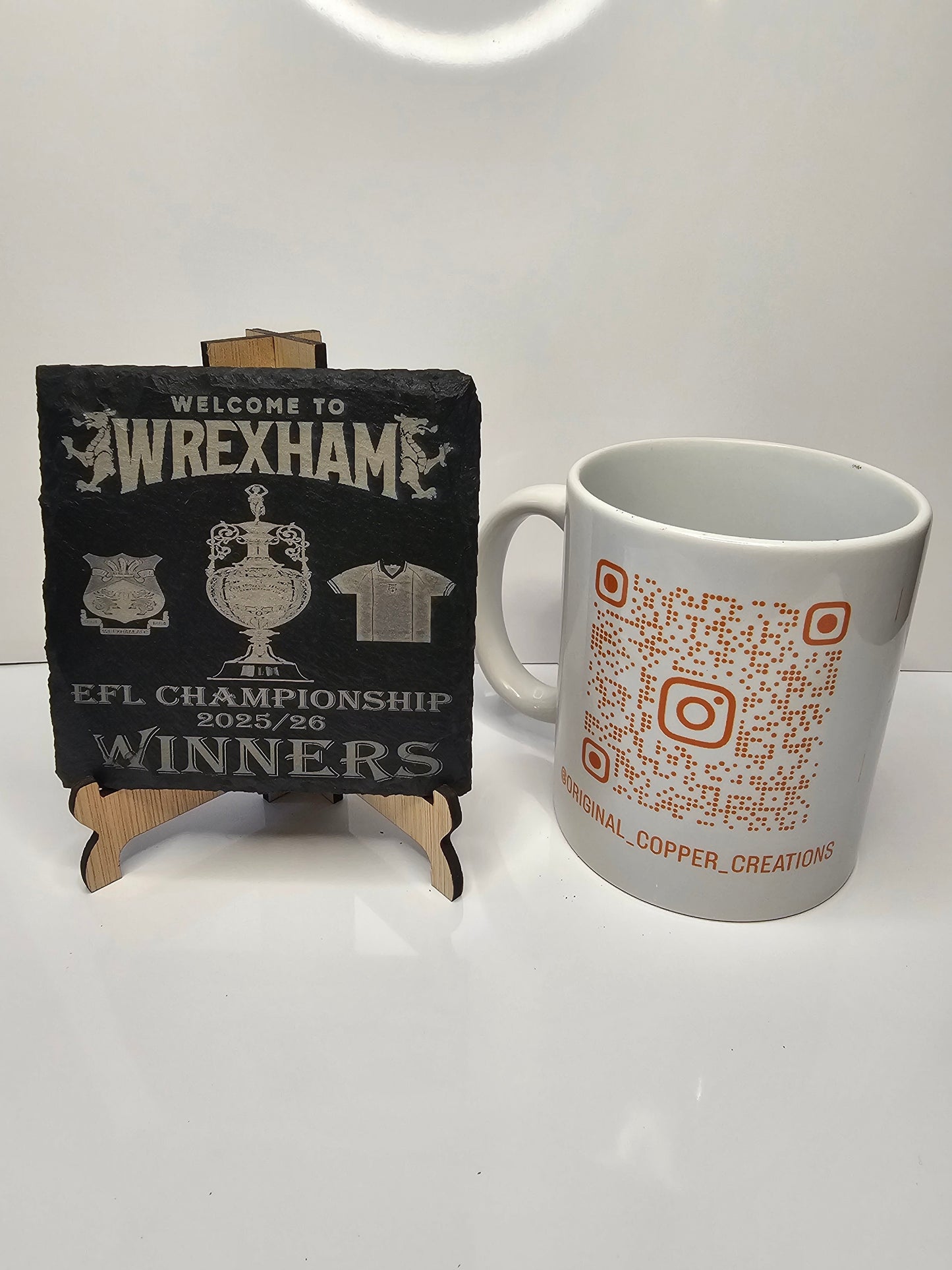 slate “Welcome to Wrexham – EFL Championship 2025/26 Winners” Coasters