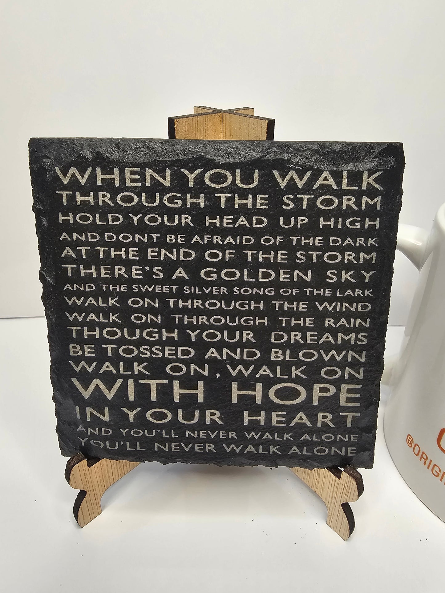 slate “You’ll Never Walk Alone” Coasters – Laser Engraved Song