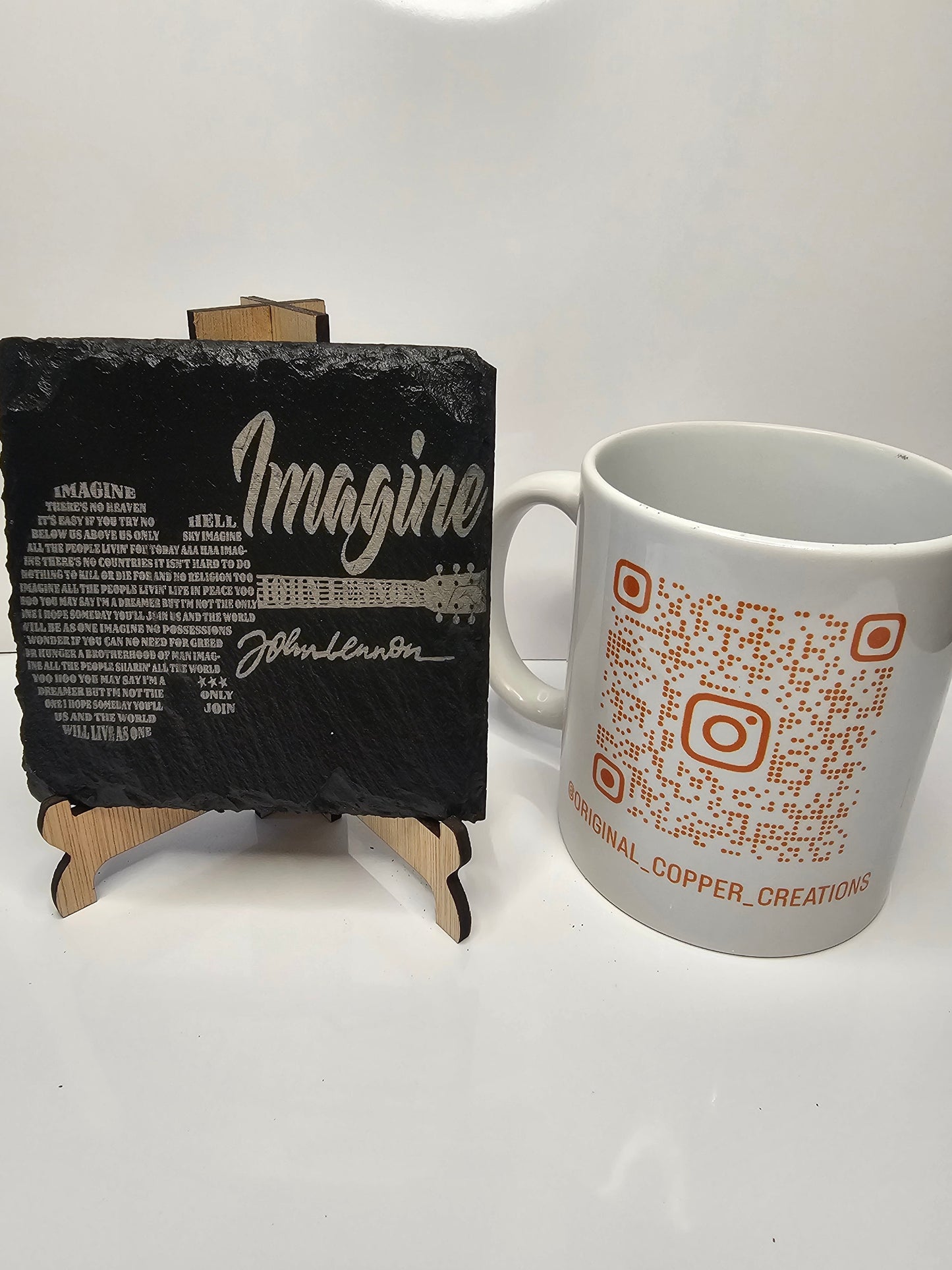 slate John Lennon “Imagine” Coasters – Laser Engraved Lyrics Gift