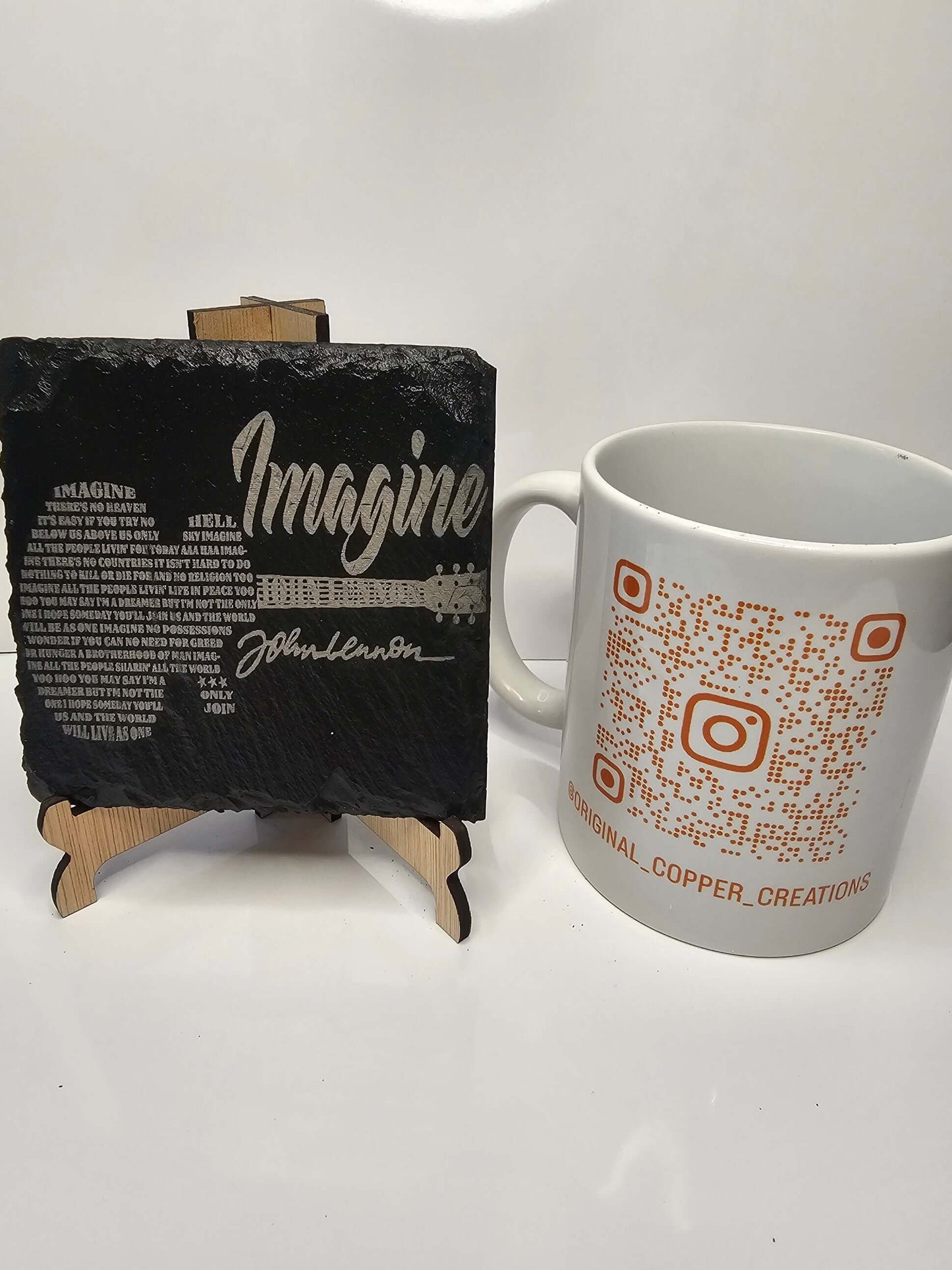 slate John Lennon “Imagine” Coasters – Laser Engraved Lyrics Gift