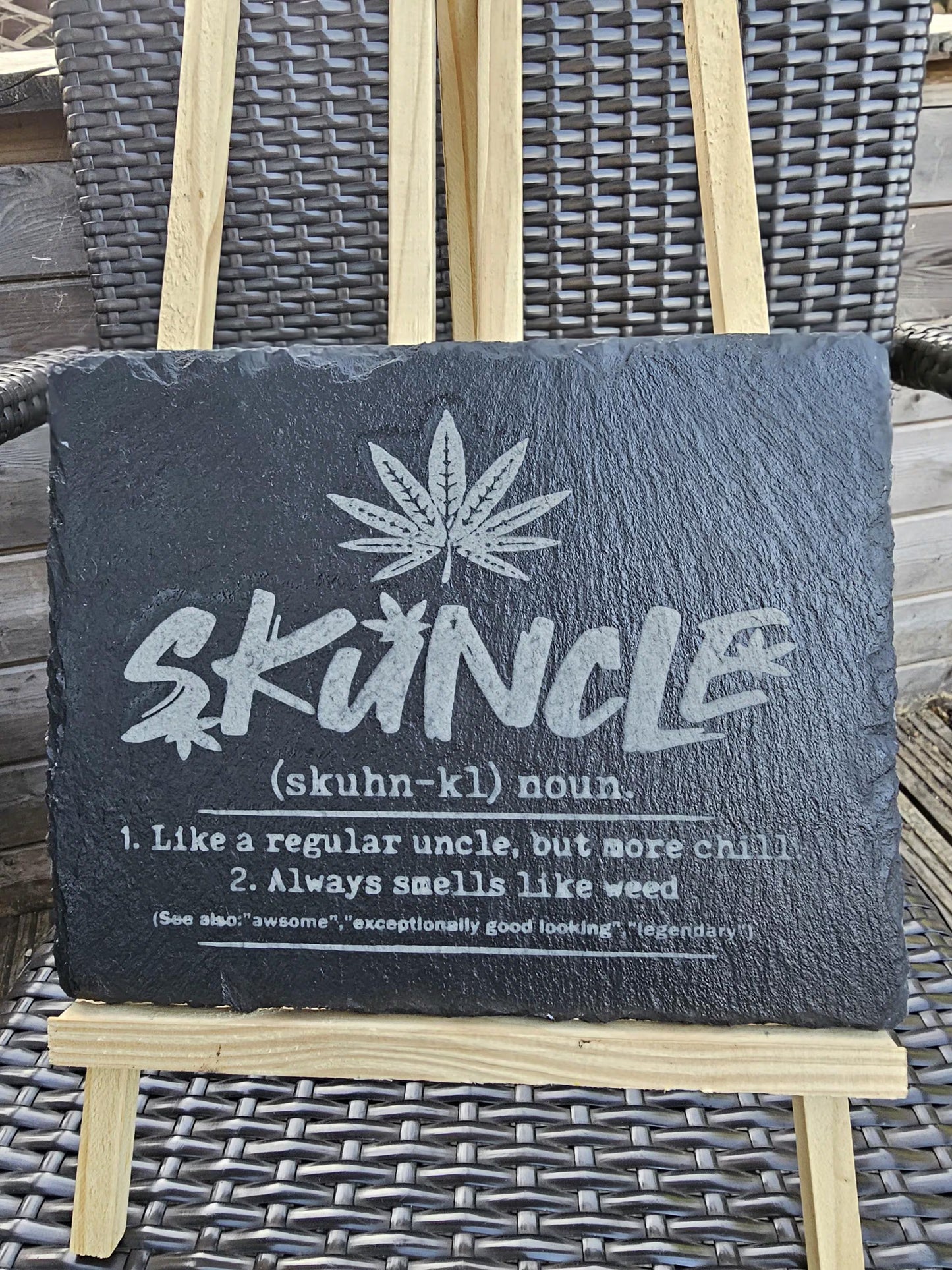 slate Funny "Skuncle" Definition Sign – Laser Engraved Gift for Weed