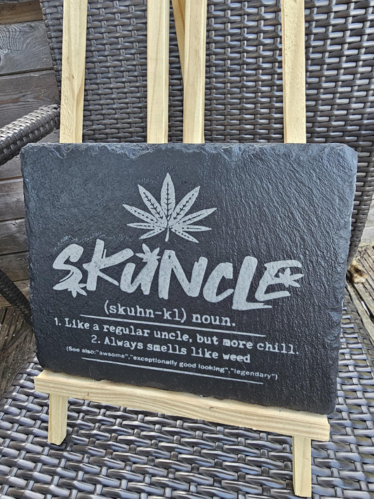 slate Funny "Skuncle" Definition Sign – Laser Engraved Gift for Weed
