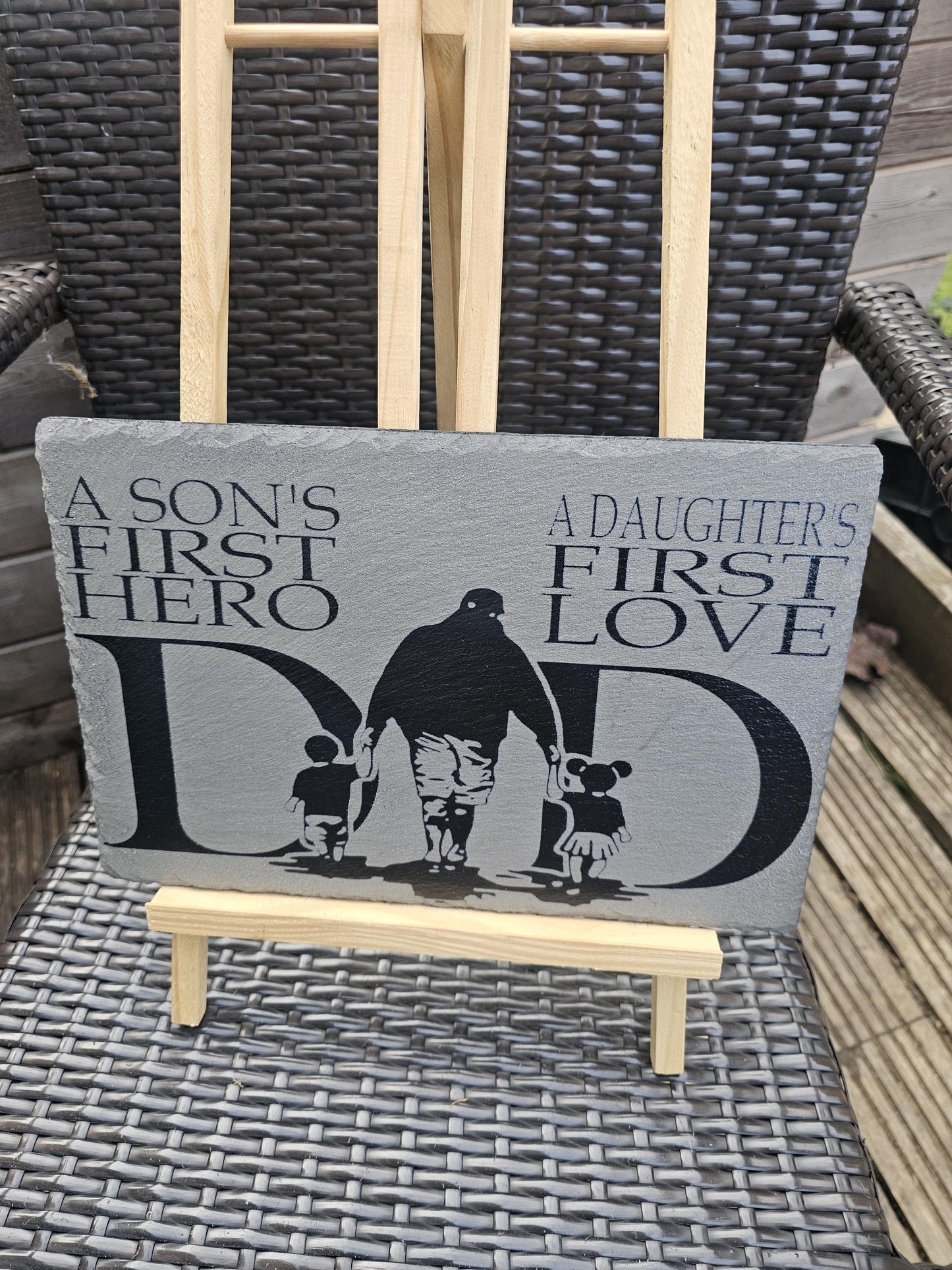 slate Personalised Father’s Day Plaque – “A Son’s First Hero,