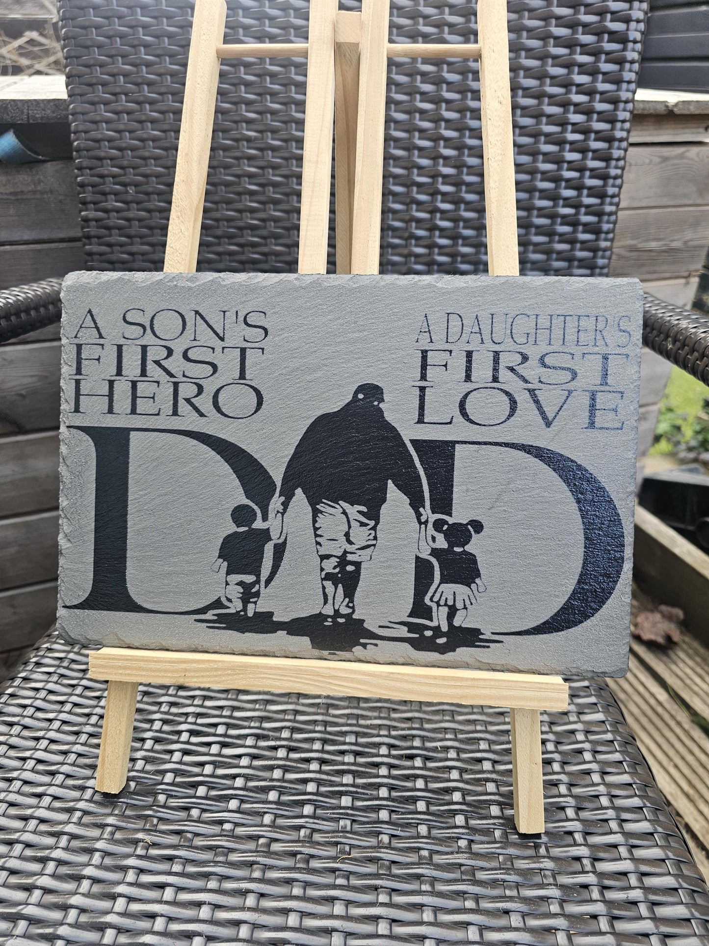 slate Personalised Father’s Day Plaque – “A Son’s First Hero,