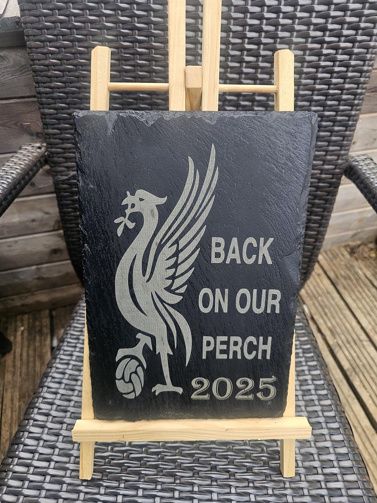 slate Liverpool FC 2024–2025 Champions Sign 30cm x 20cm Laser Engraved