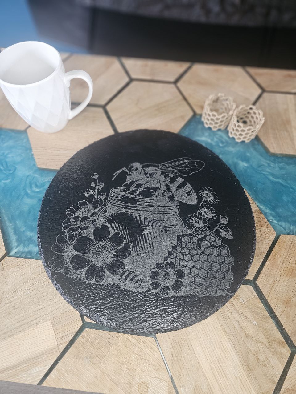 Slate Placemat for the Bee lover.300mm Personalized, Housewarming Gift