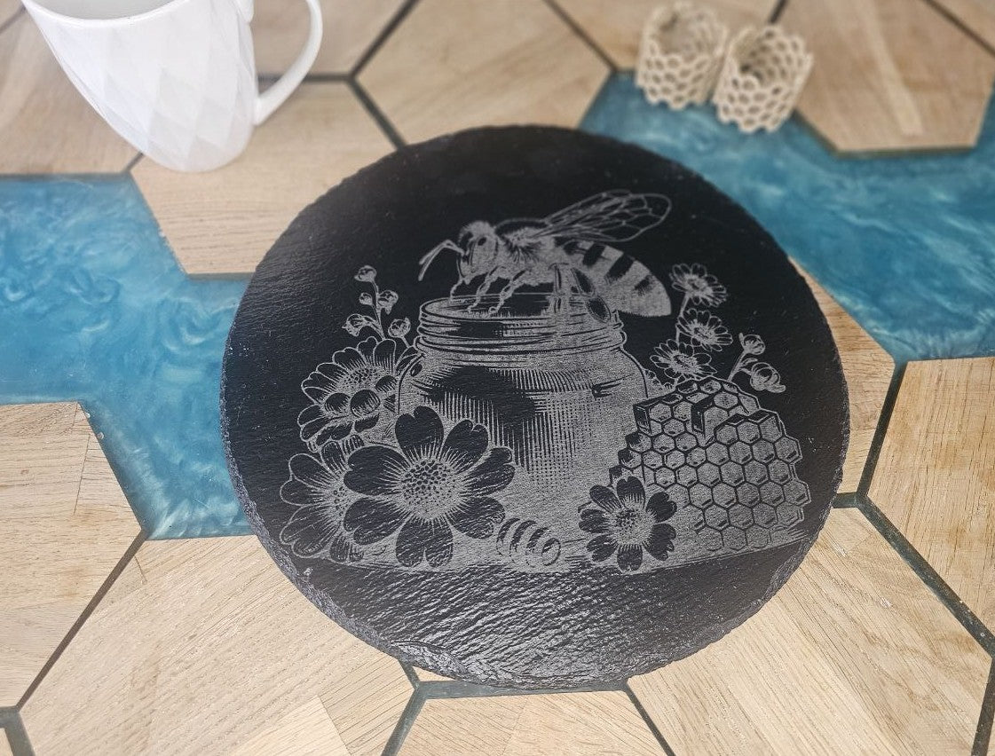 Slate Placemat for the Bee lover.300mm Personalized, Housewarming Gift