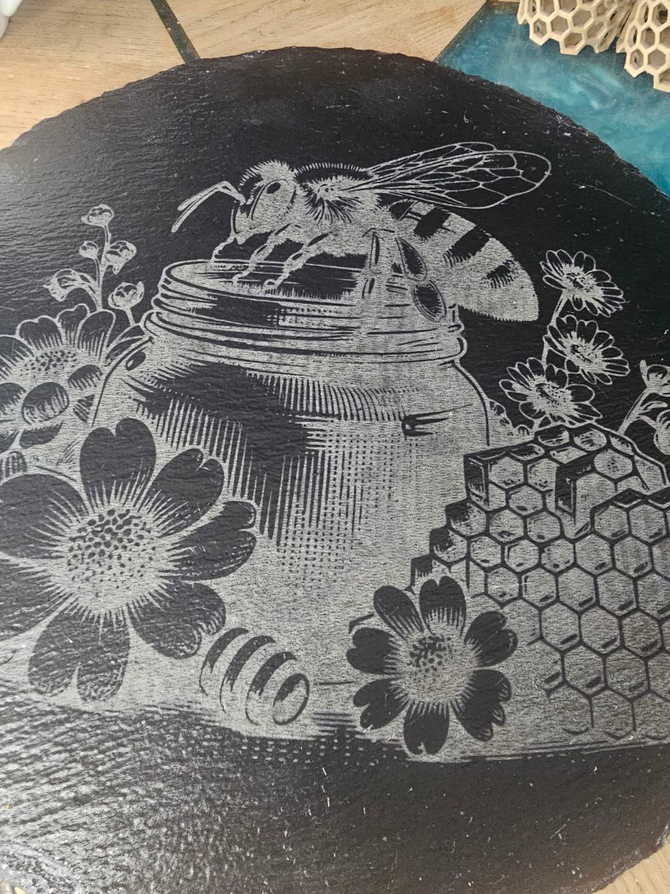 Slate Placemat for the Bee lover.300mm Personalized, Housewarming Gift