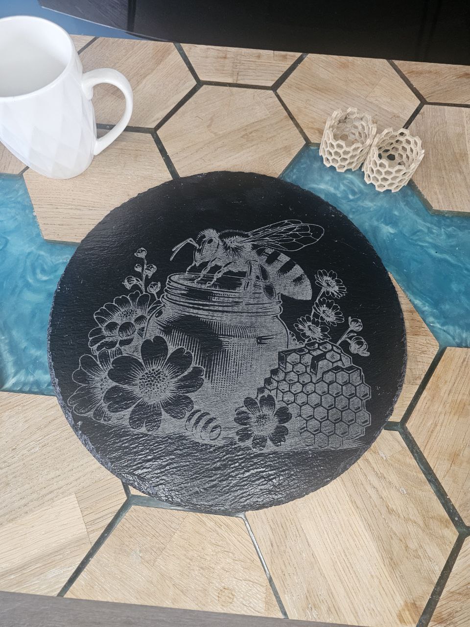 Slate Placemat for the Bee lover.300mm Personalized, Housewarming Gift