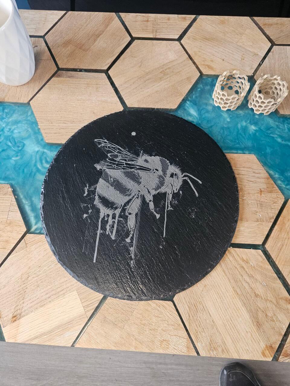 Slate Placemat for the Bee lover. 280mm Personalized, Gift