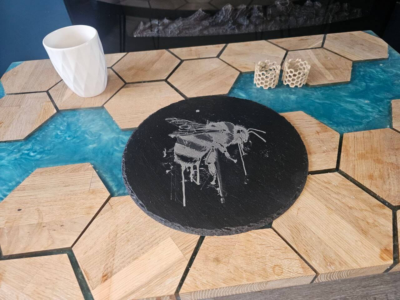Slate Placemat for the Bee lover. 280mm Personalized, Gift