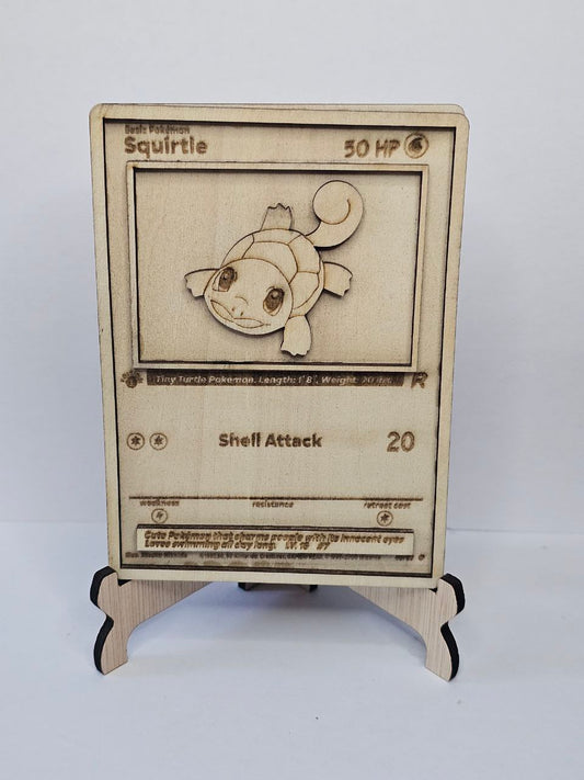 Squirtle 3D Wooden Pokémon Card | Laser Engraved Collectible
