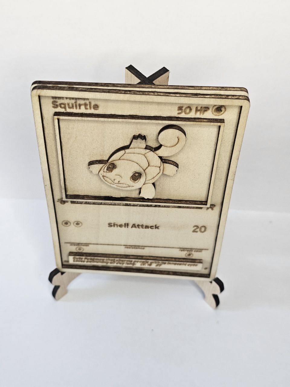 Squirtle 3D Wooden Pokémon Card | Laser Engraved Collectible