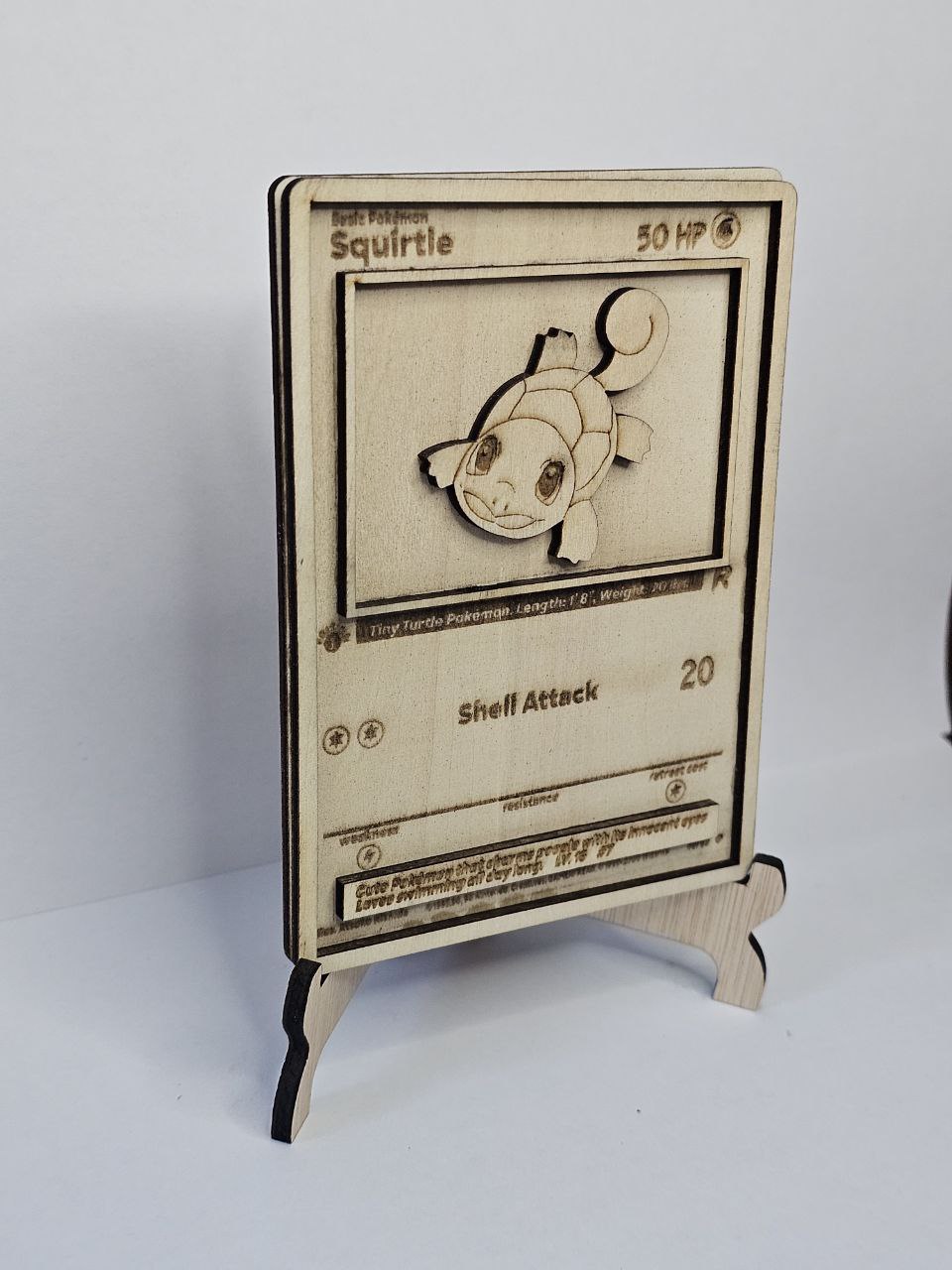Squirtle 3D Wooden Pokémon Card | Laser Engraved Collectible