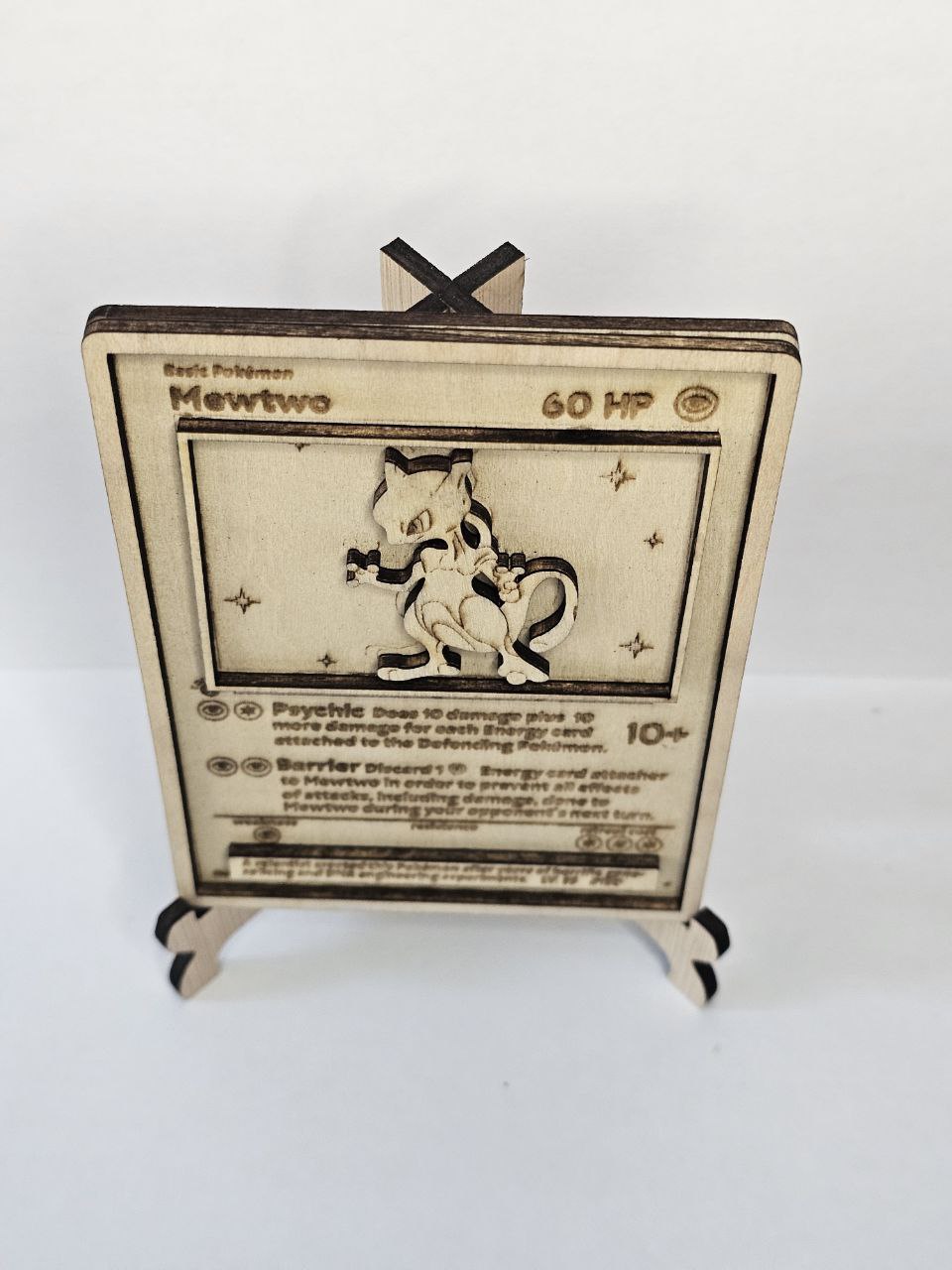 Mewtwo 3D Wooden Pokémon Card | Laser Engraved Base Set