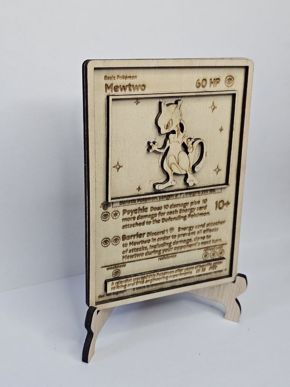Mewtwo 3D Wooden Pokémon Card | Laser Engraved Base Set