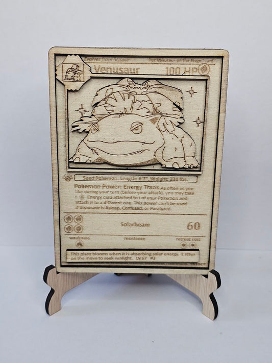 Venusaur 3D Wooden Pokémon Card | Laser Engraved Display Plaque