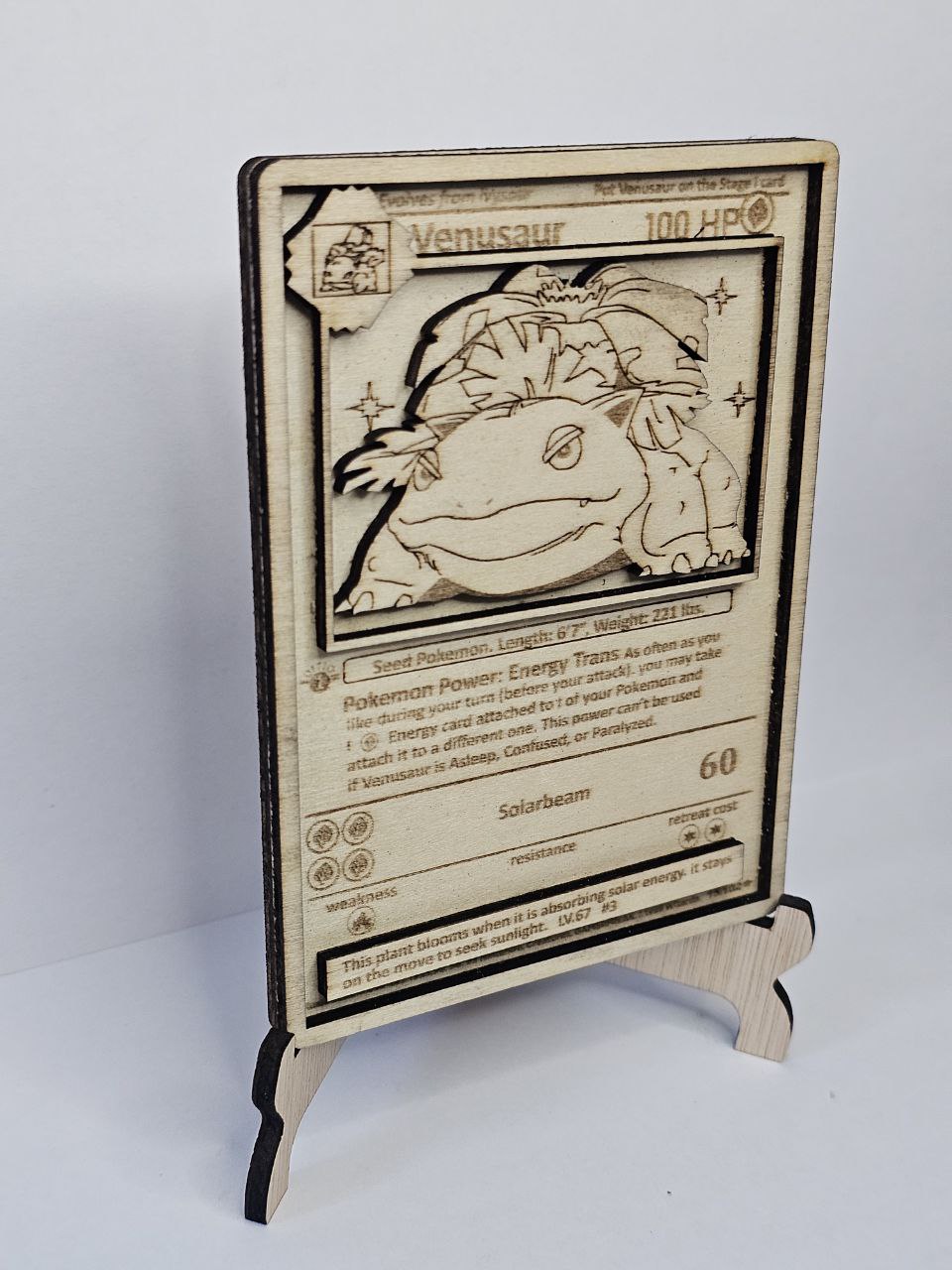Venusaur 3D Wooden Pokémon Card | Laser Engraved Display Plaque