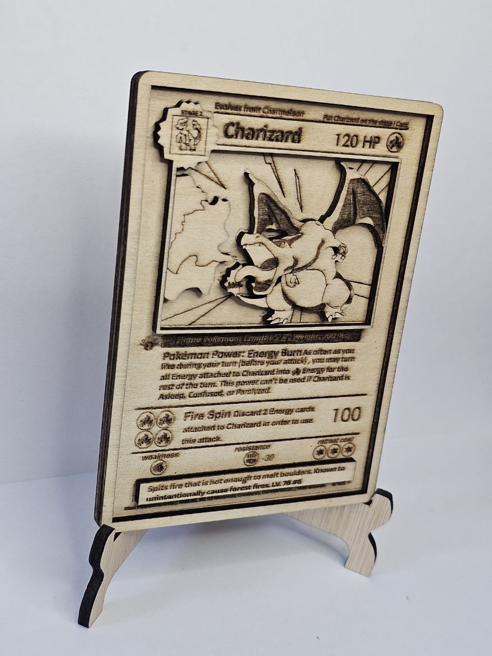 Charizard 3D Wooden Pokémon Card | Laser Engraved Display Plaque