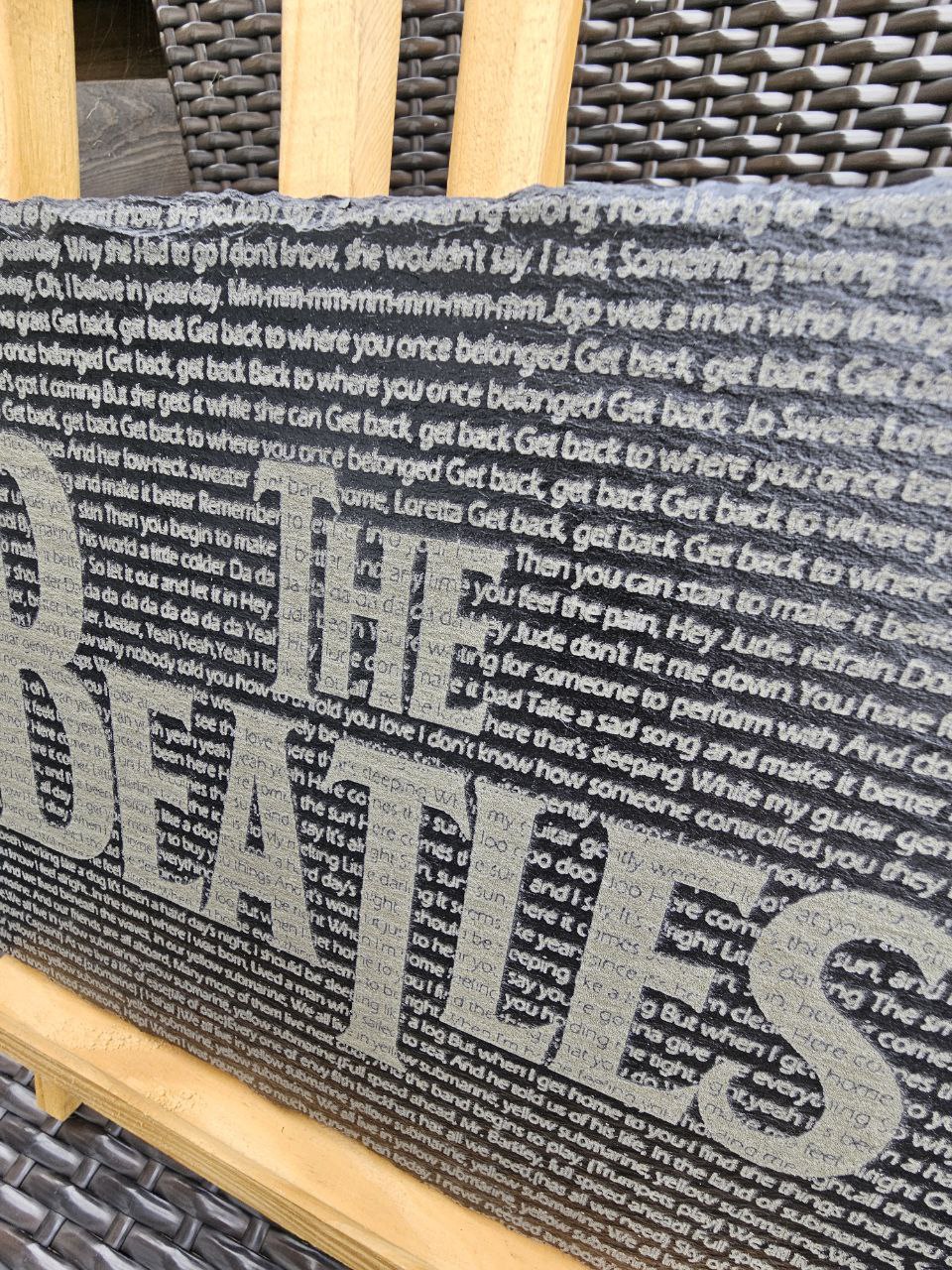 slate The Beatles Song Lyrics Plaque β 30cm x 20cm β Laser Engraved