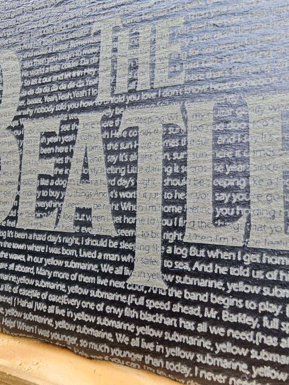 slate The Beatles Song Lyrics Plaque β 30cm x 20cm β Laser Engraved