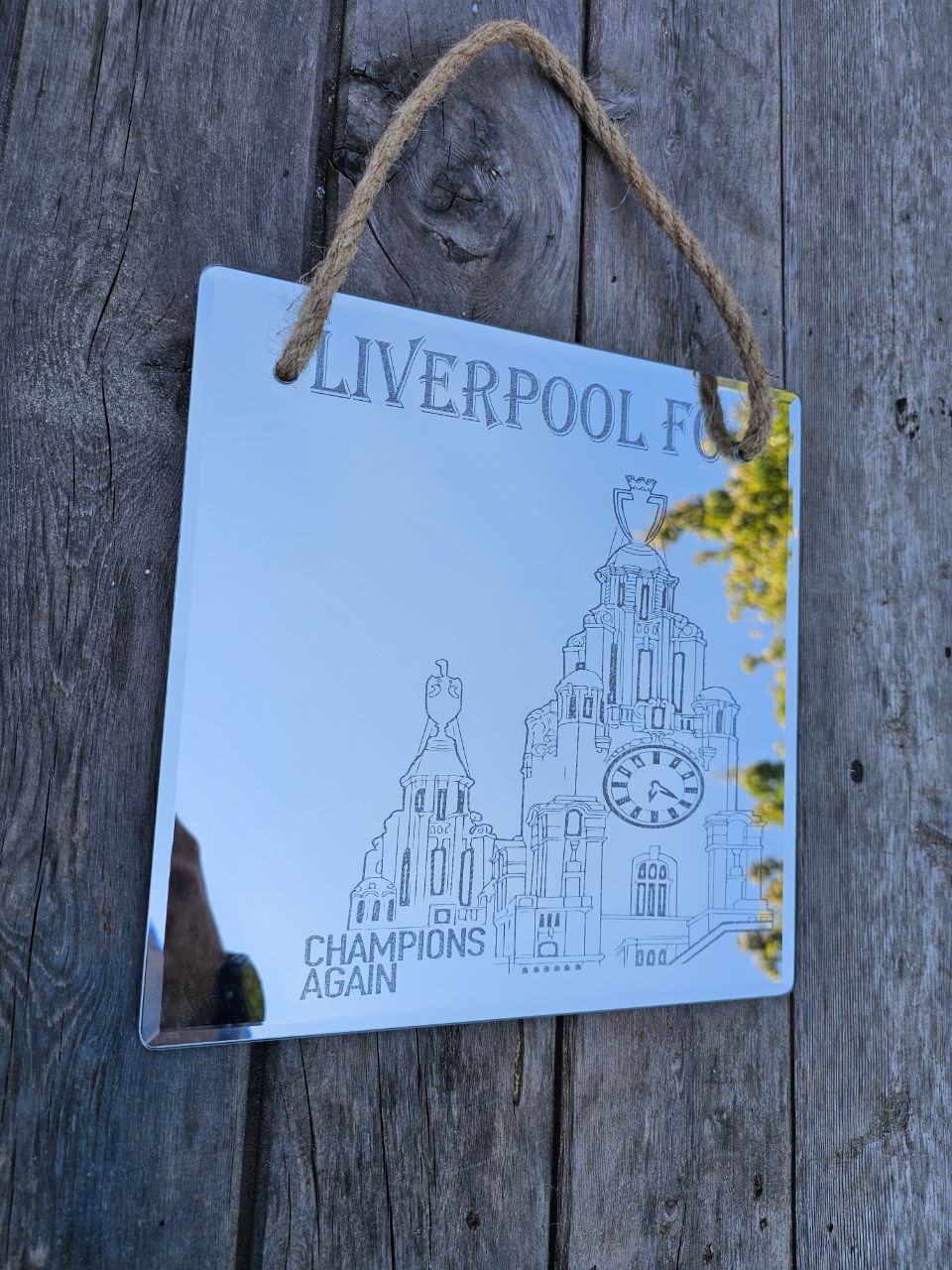 mirror Liverpool FC Engraved Mirror | 25cm x 25cm Hanging