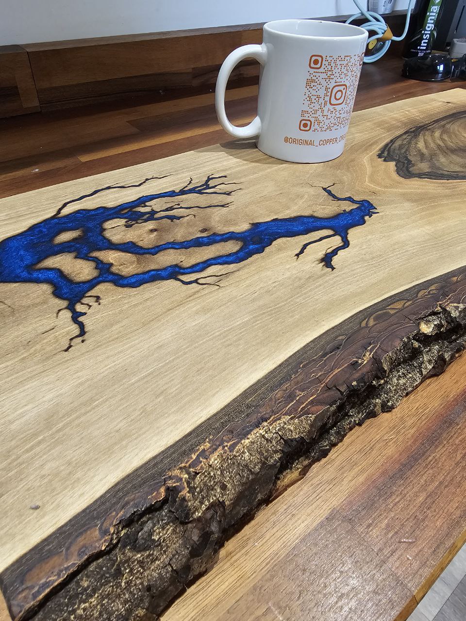 SOLD! chopping board Large Olive Wood & Blue Epoxy Resin