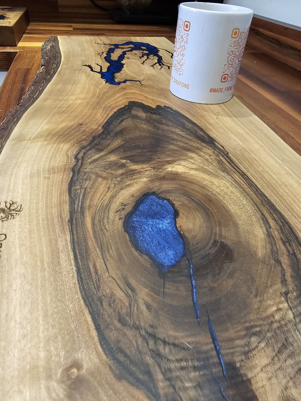 SOLD! chopping board Large Olive Wood & Blue Epoxy Resin
