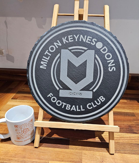 slate Milton Keynes Dons Slate Plaque – 30cm Round – MK Dons Football