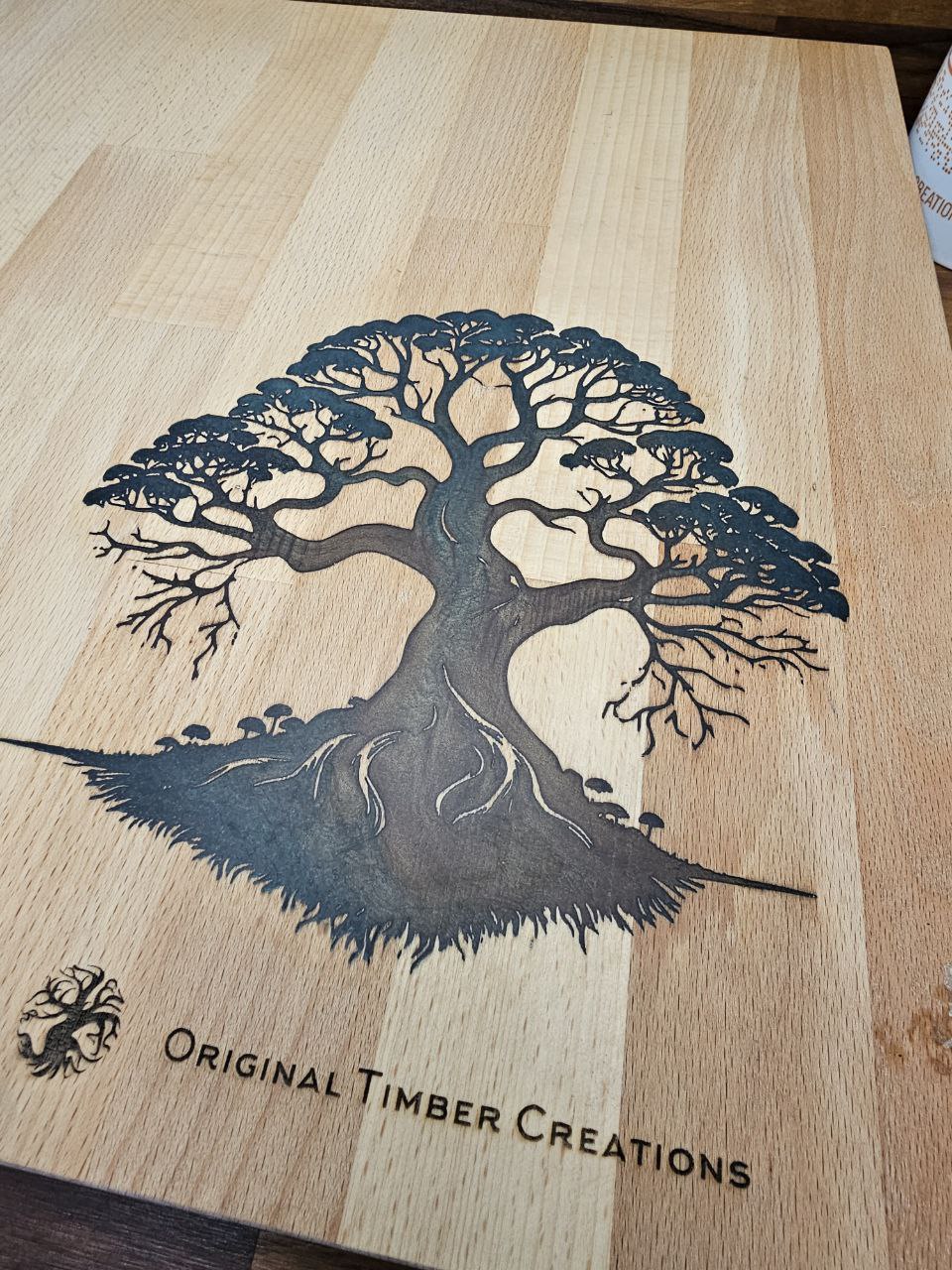 Chopping Board Epoxy Resin Inlay Tree of Life – 450 × 400 × 27mm