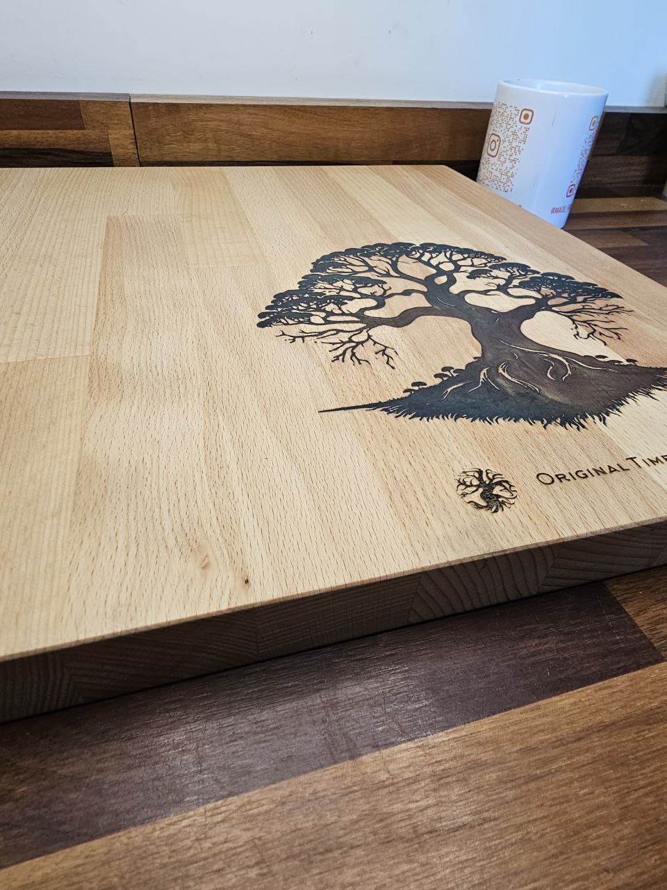 Chopping Board Epoxy Resin Inlay Tree of Life – 450 × 400 × 27mm