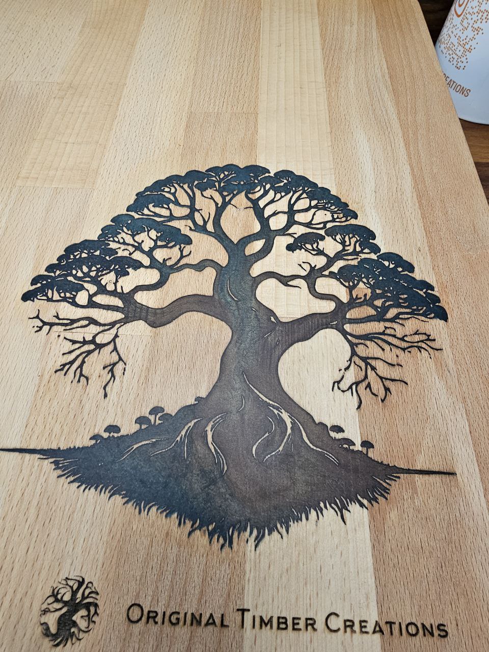 Chopping Board Epoxy Resin Inlay Tree of Life – 450 × 400 × 27mm