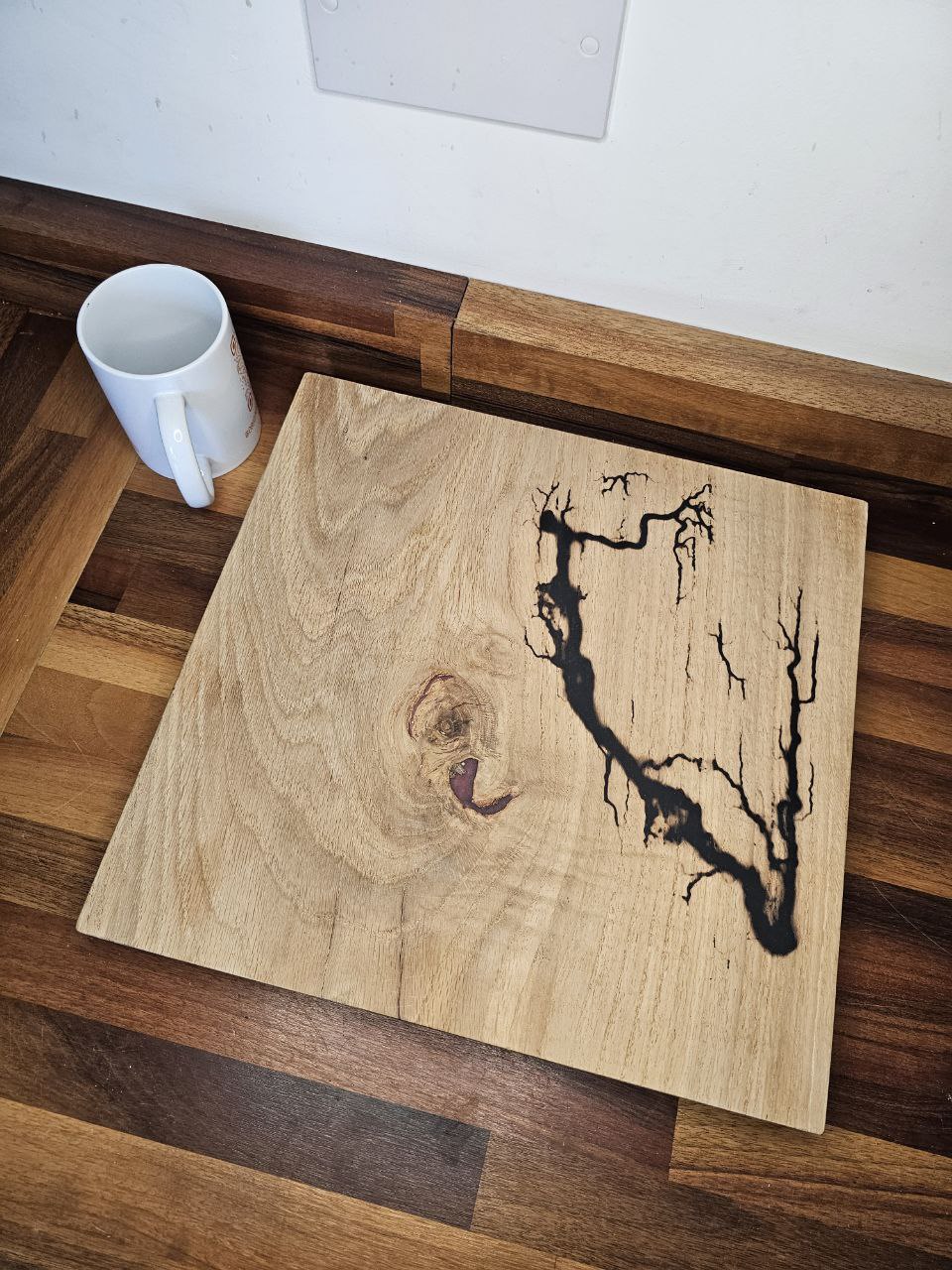 chopping board Purple Epoxy Resin and Fractal Burned Wood Board
