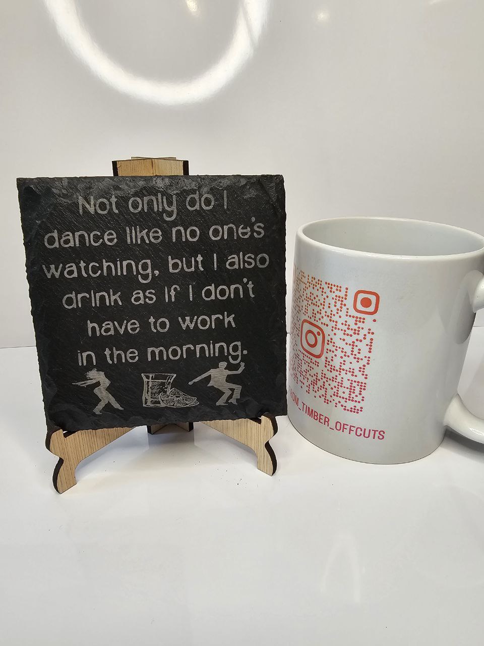 Slate “Dance Like No One’s Watching” Engraved Coasters Funny Drinking