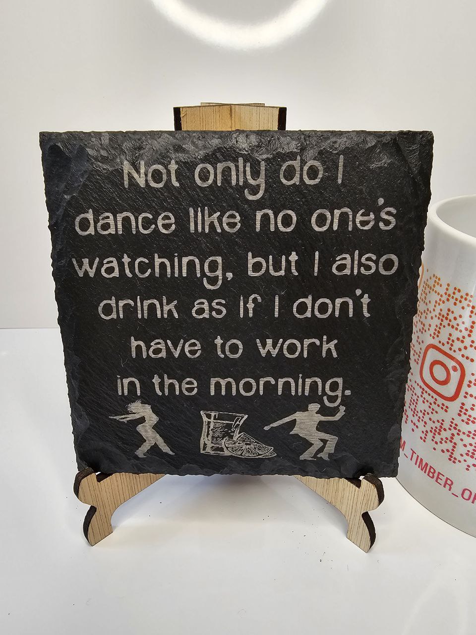 Slate “Dance Like No One’s Watching” Engraved Coasters Funny Drinking