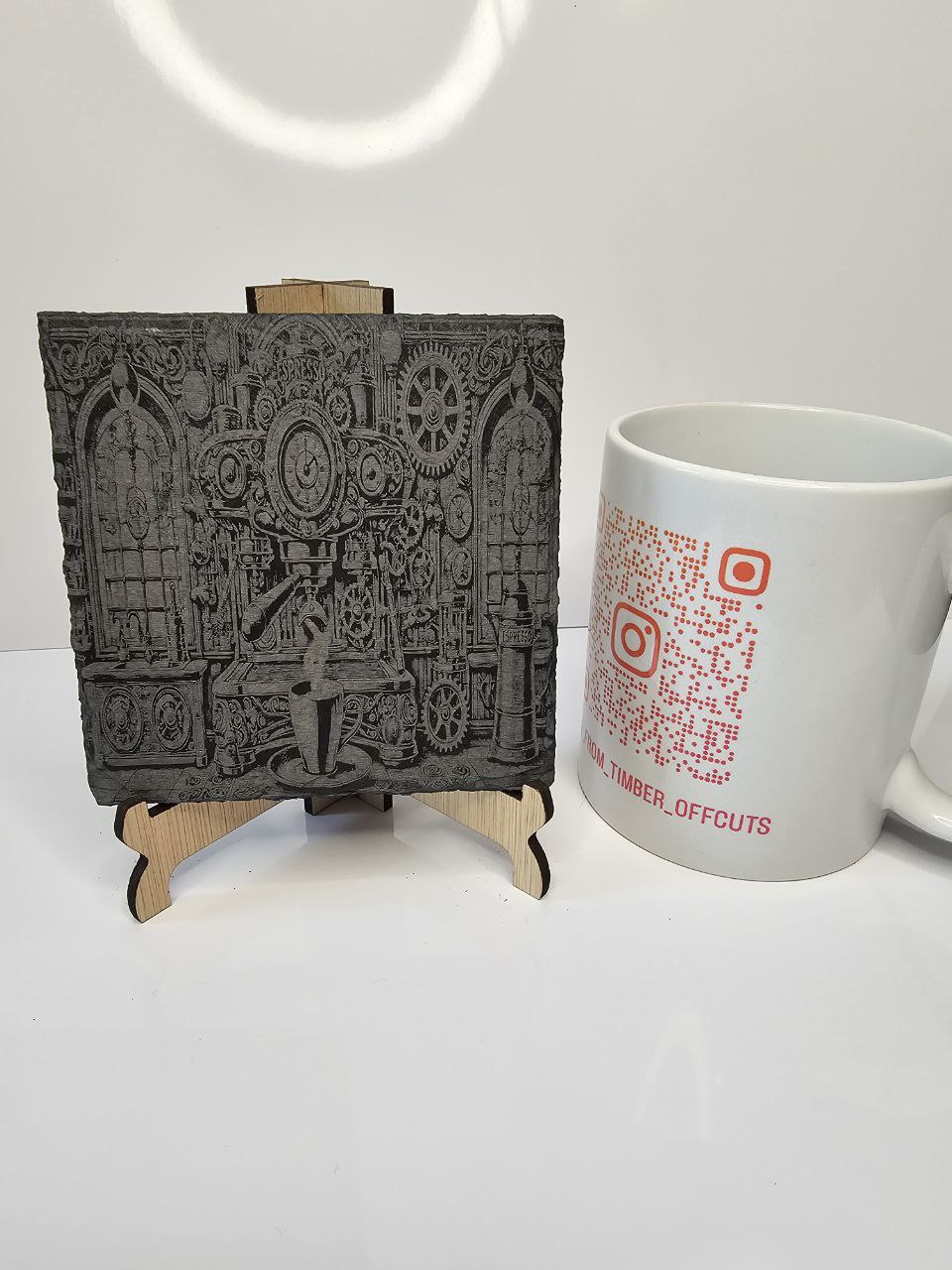 Slate Steampunk Espresso Machine Engraved Slate Coasters | Handmade