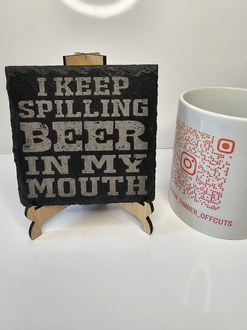 Slate “I Keep Spilling Beer In My Mouth” Engraved Slate Coasters