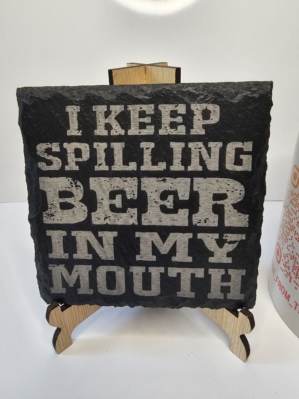 Slate “I Keep Spilling Beer In My Mouth” Engraved Slate Coasters