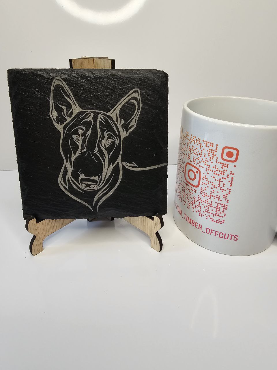 Slate Bull Terrier Engraved Slate Coasters | Handmade Set of 1, 4 6