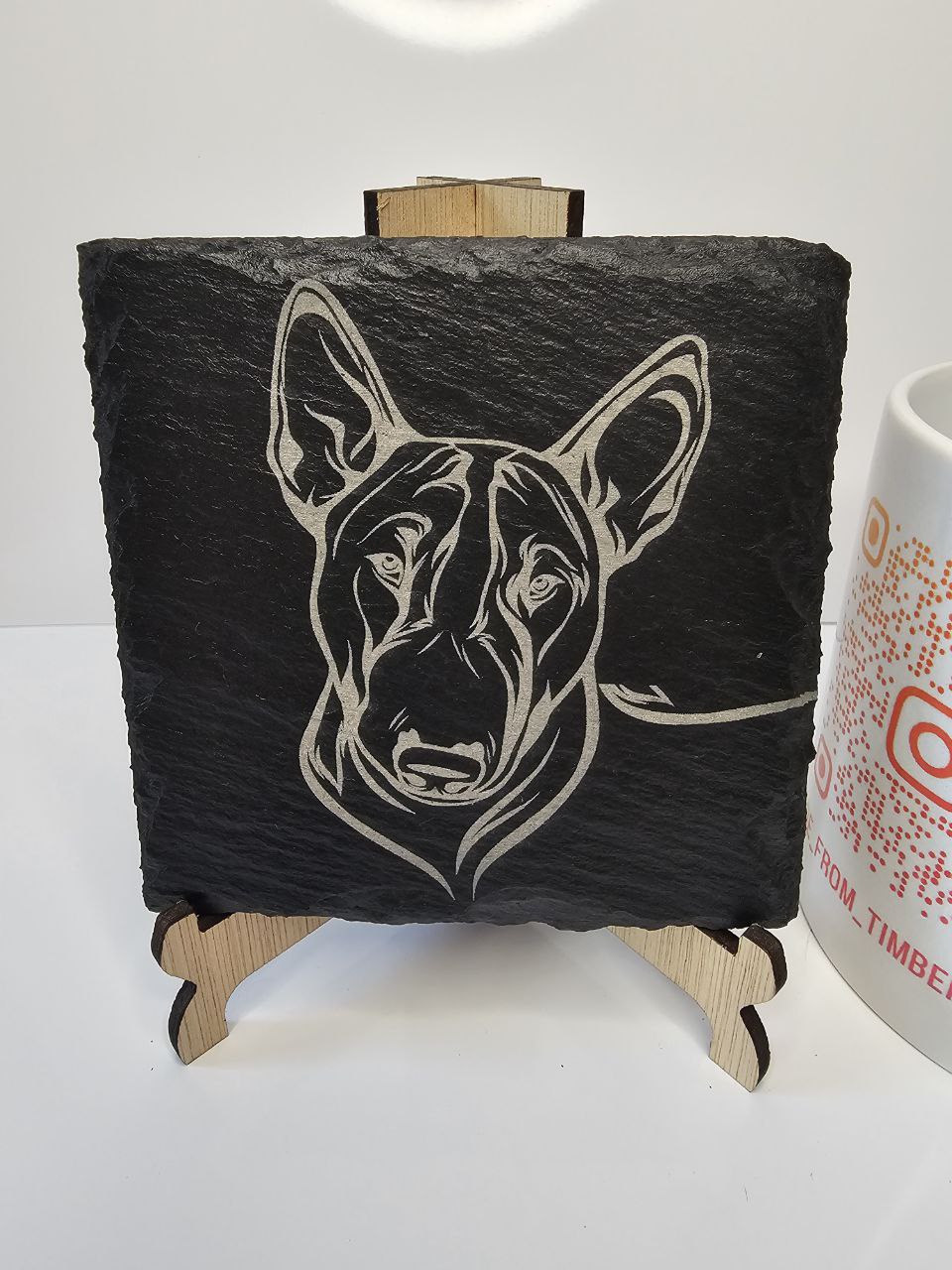 Slate Bull Terrier Engraved Slate Coasters | Handmade Set of 1, 4 6