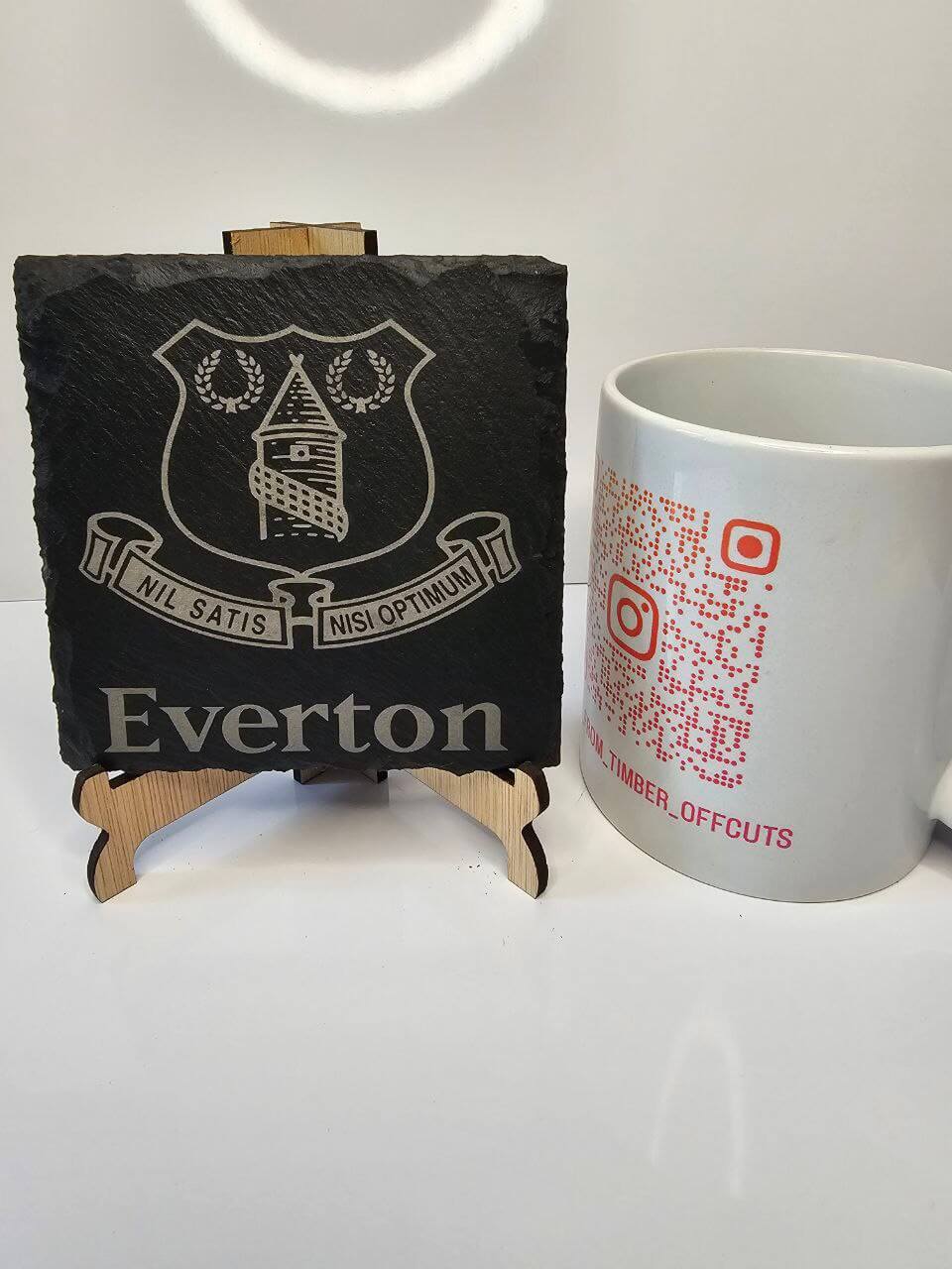 Slate Everton FC Crest Fan Art Engraved Coasters | Handmade